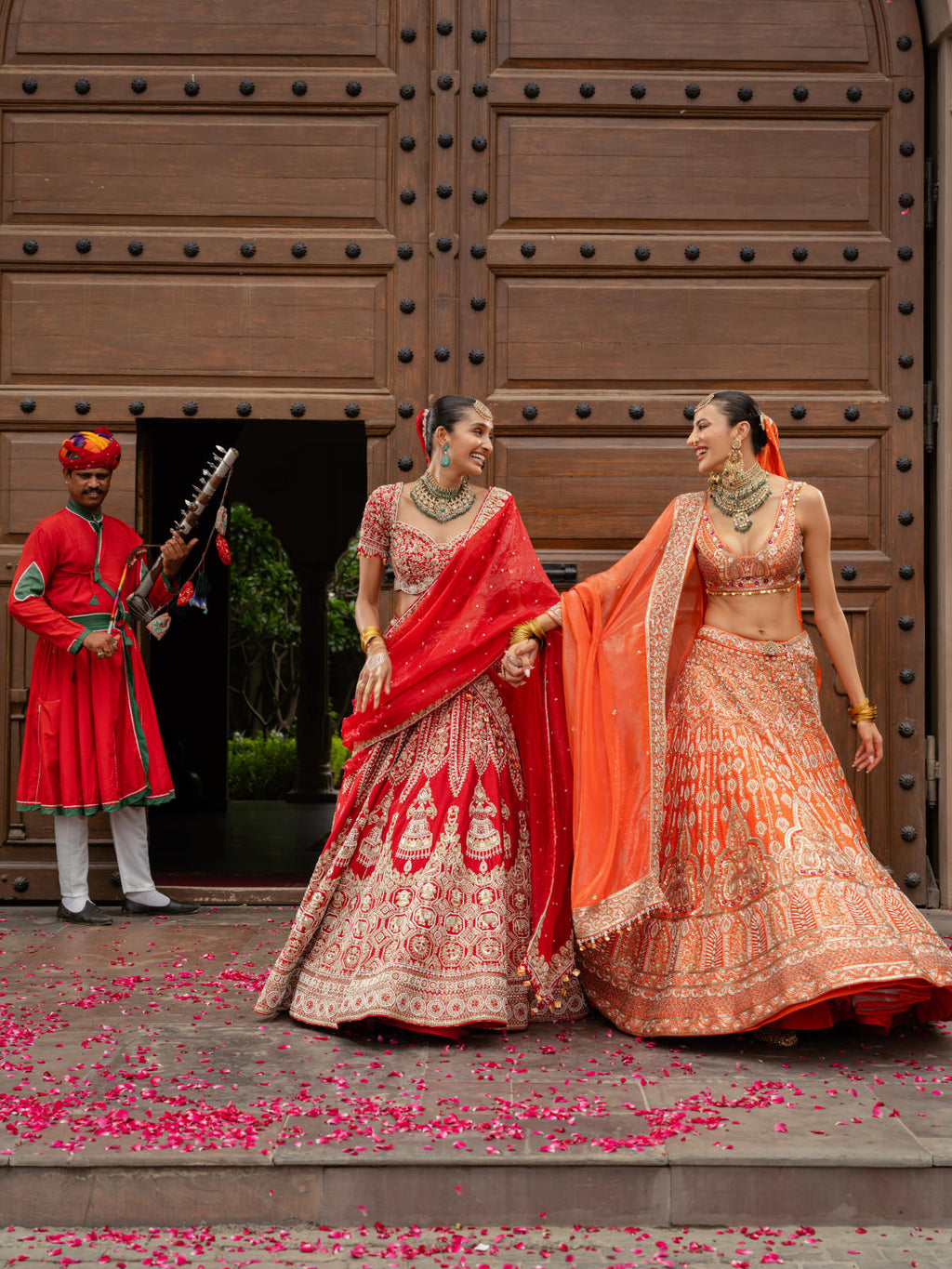 Orange Dola Silk Zardosi Embroidered Lehenga Set