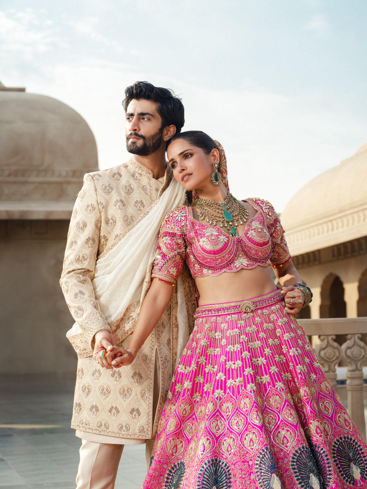 Hot Pink Blush Silk Lehenga Set with Tissue Dupatta