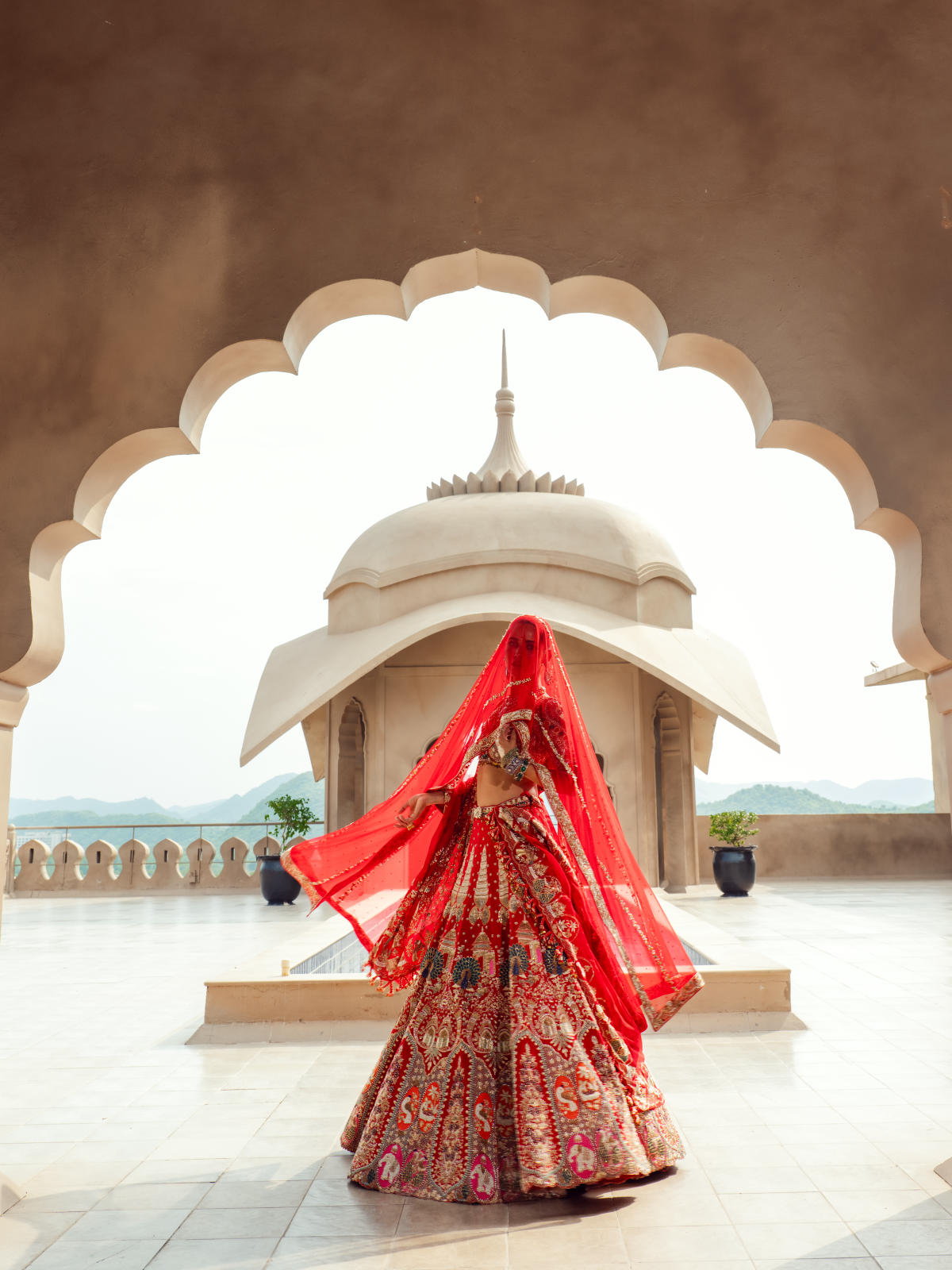 Red Raw Silk Lehenga Set with Net Dupatta
