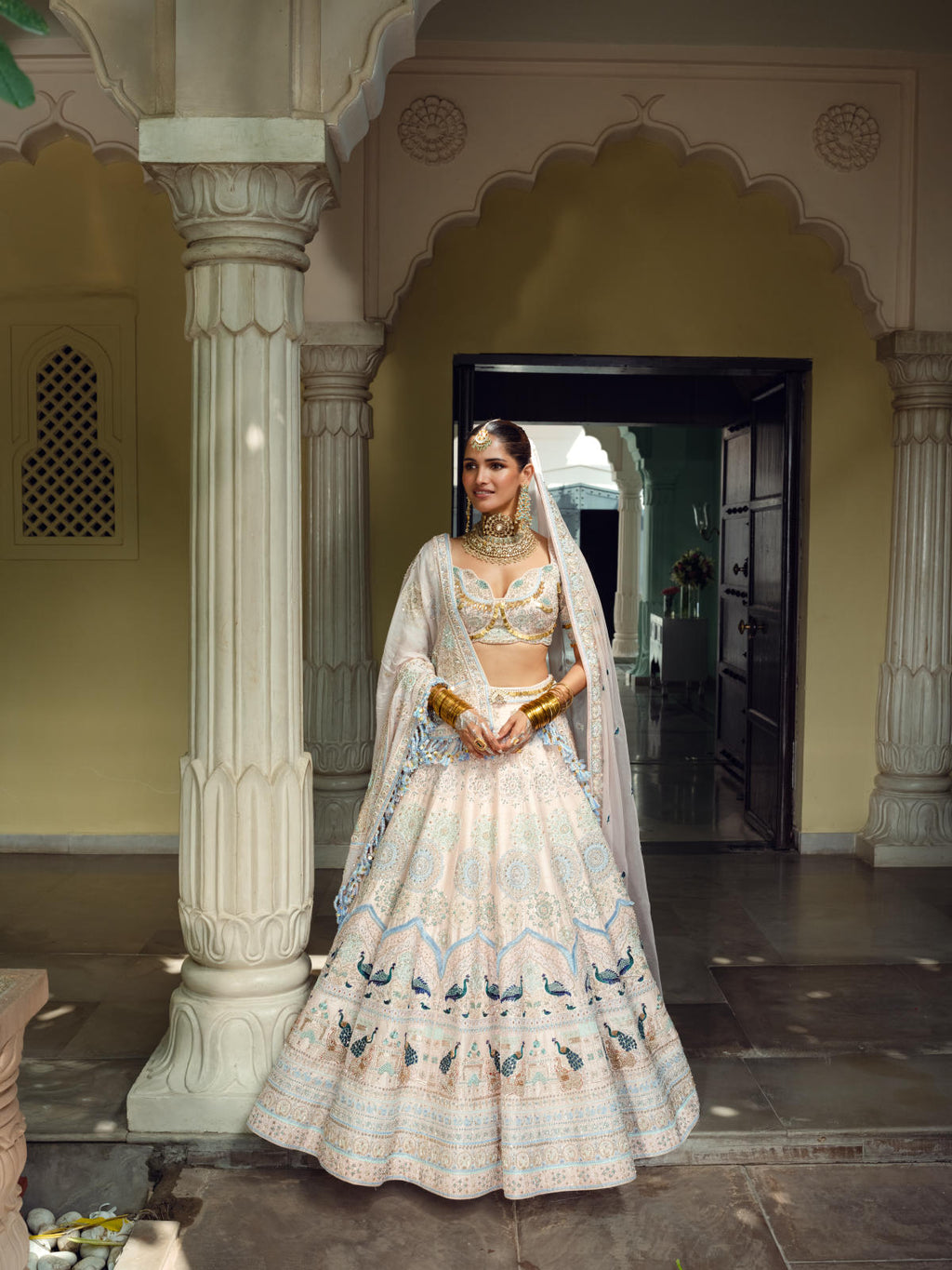 Blush Pink Raw Silk Lehenga Set with Dual Organza Dupatta