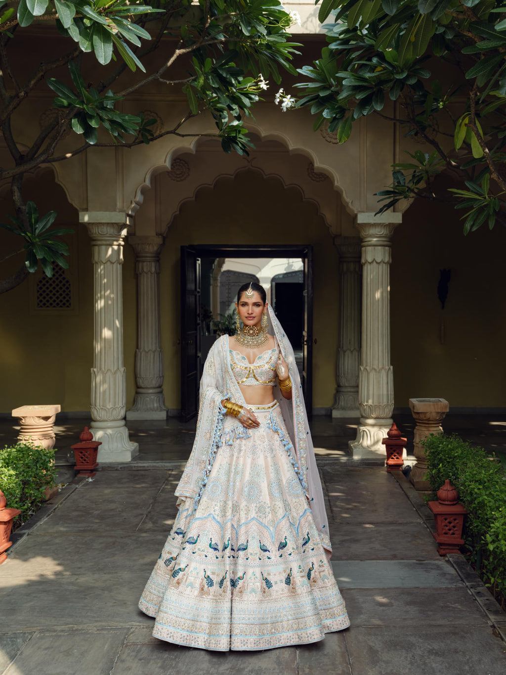 Blush Pink Raw Silk Lehenga Set with Dual Organza Dupatta