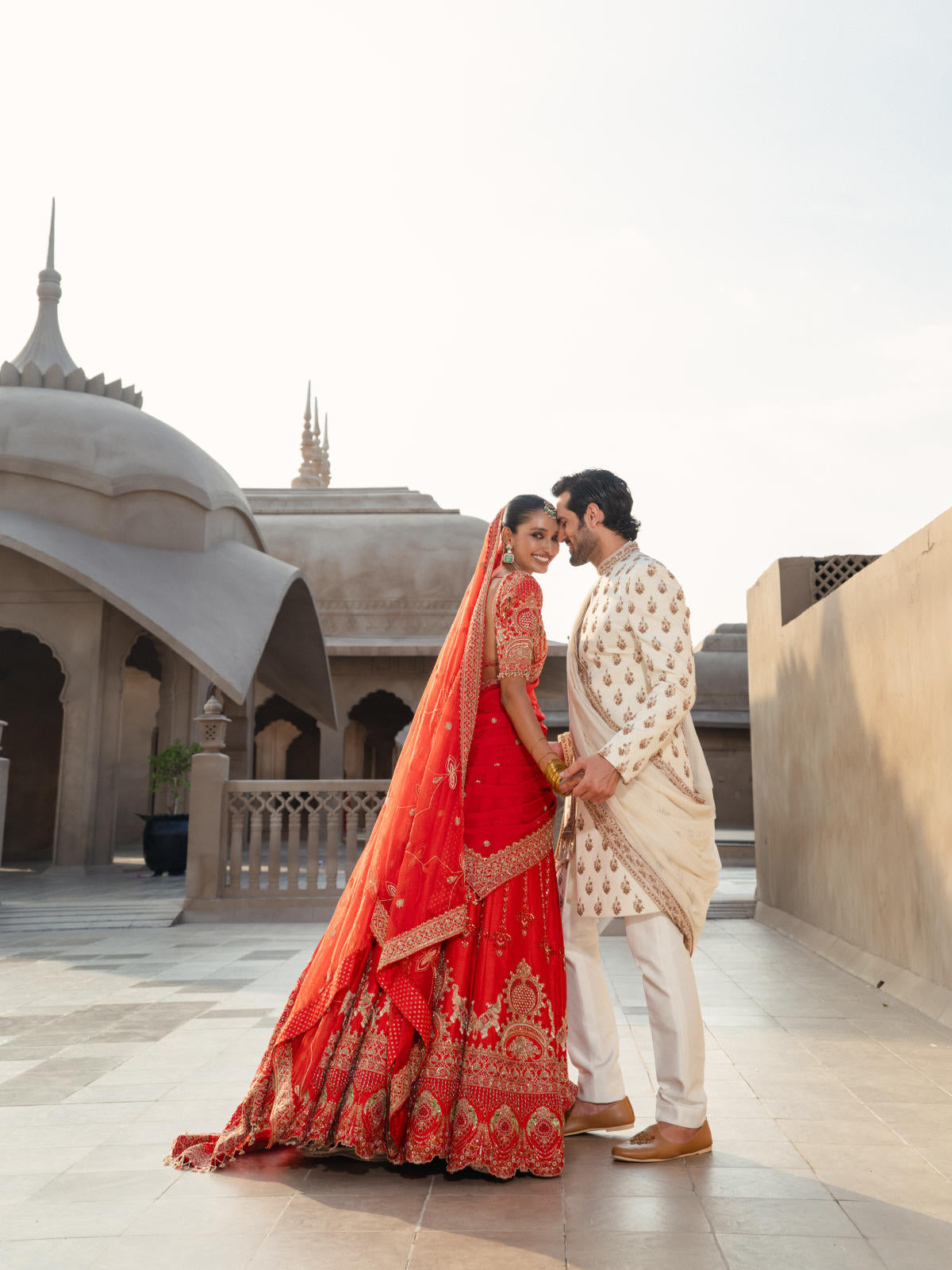 Orange Silk Lehenga Set with Organza & Tissue Organza Dupatta