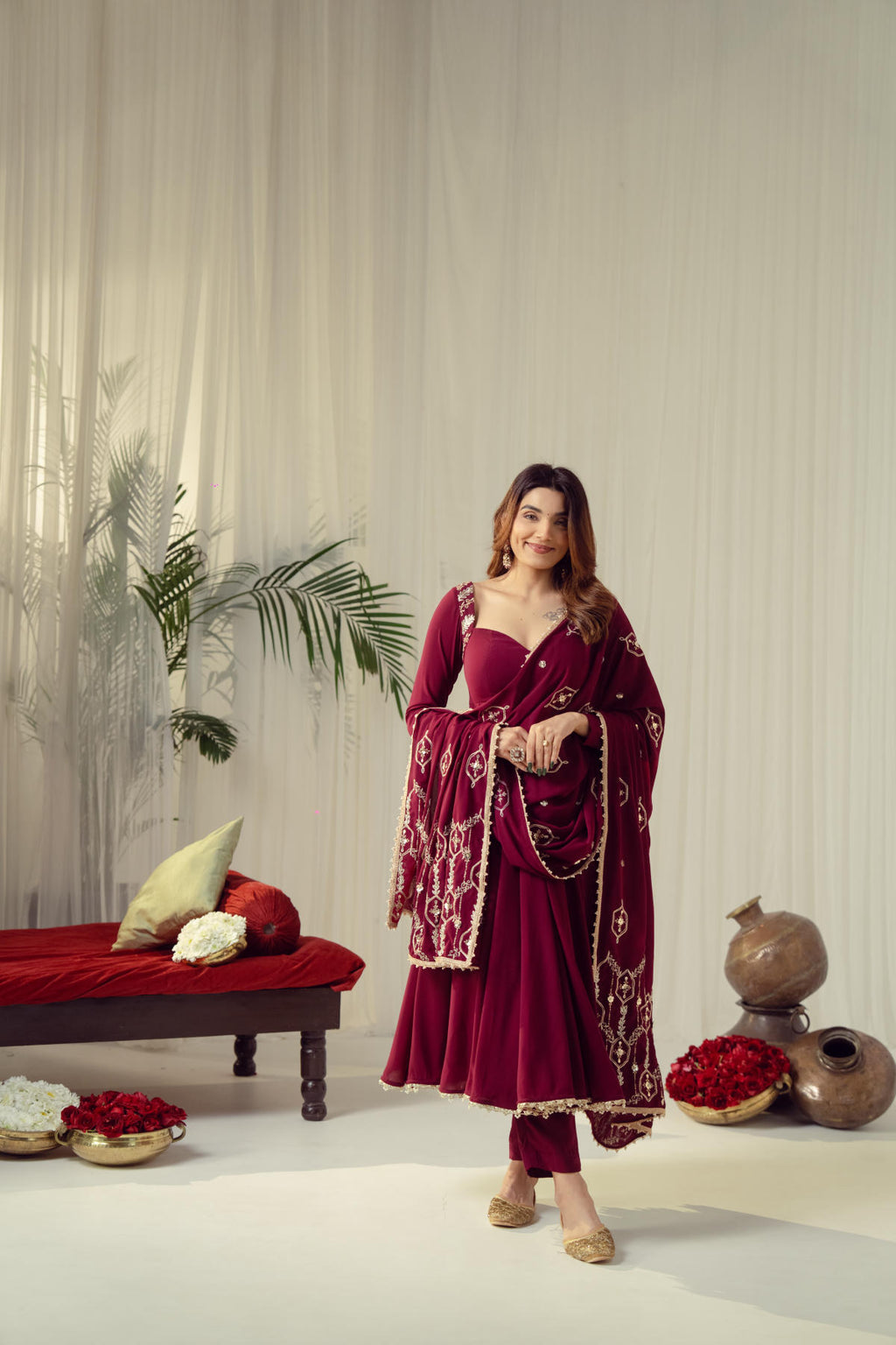 Maroon Noor Anarkali