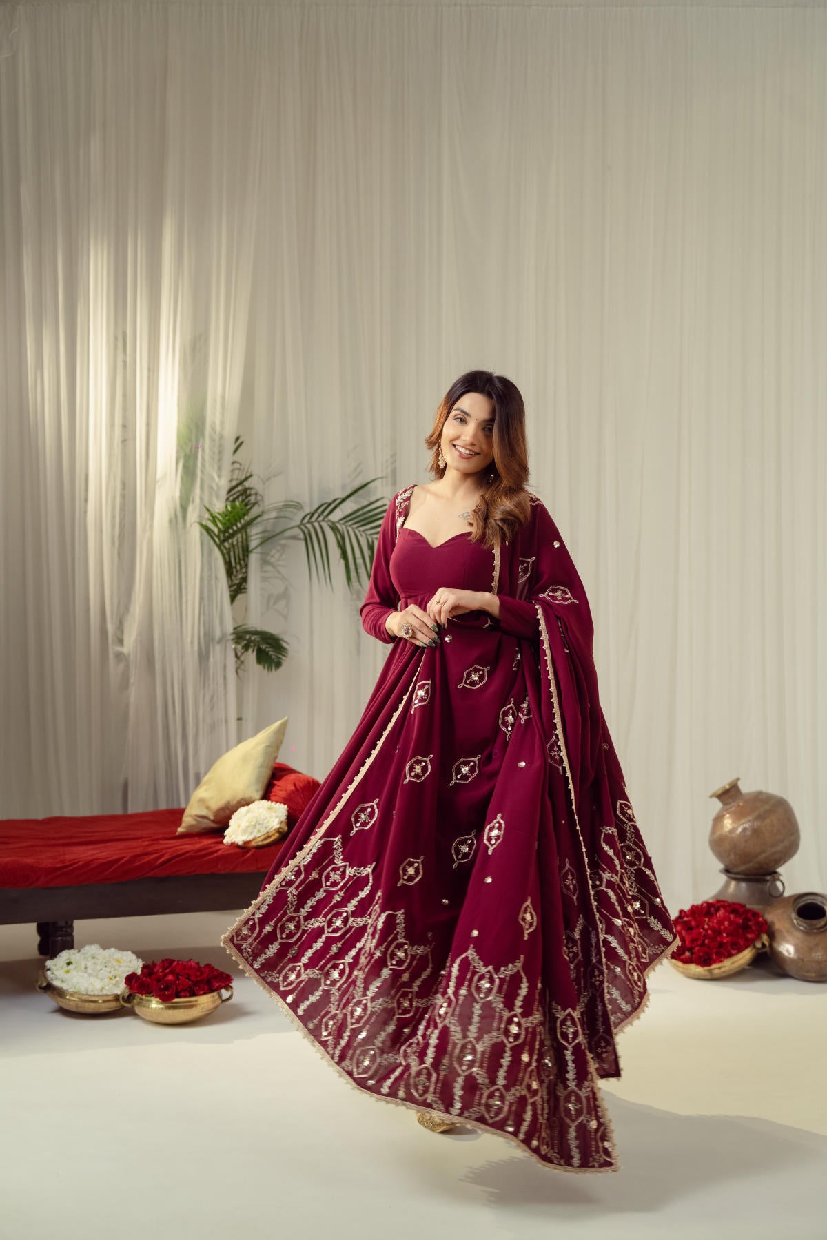 Maroon Noor Anarkali