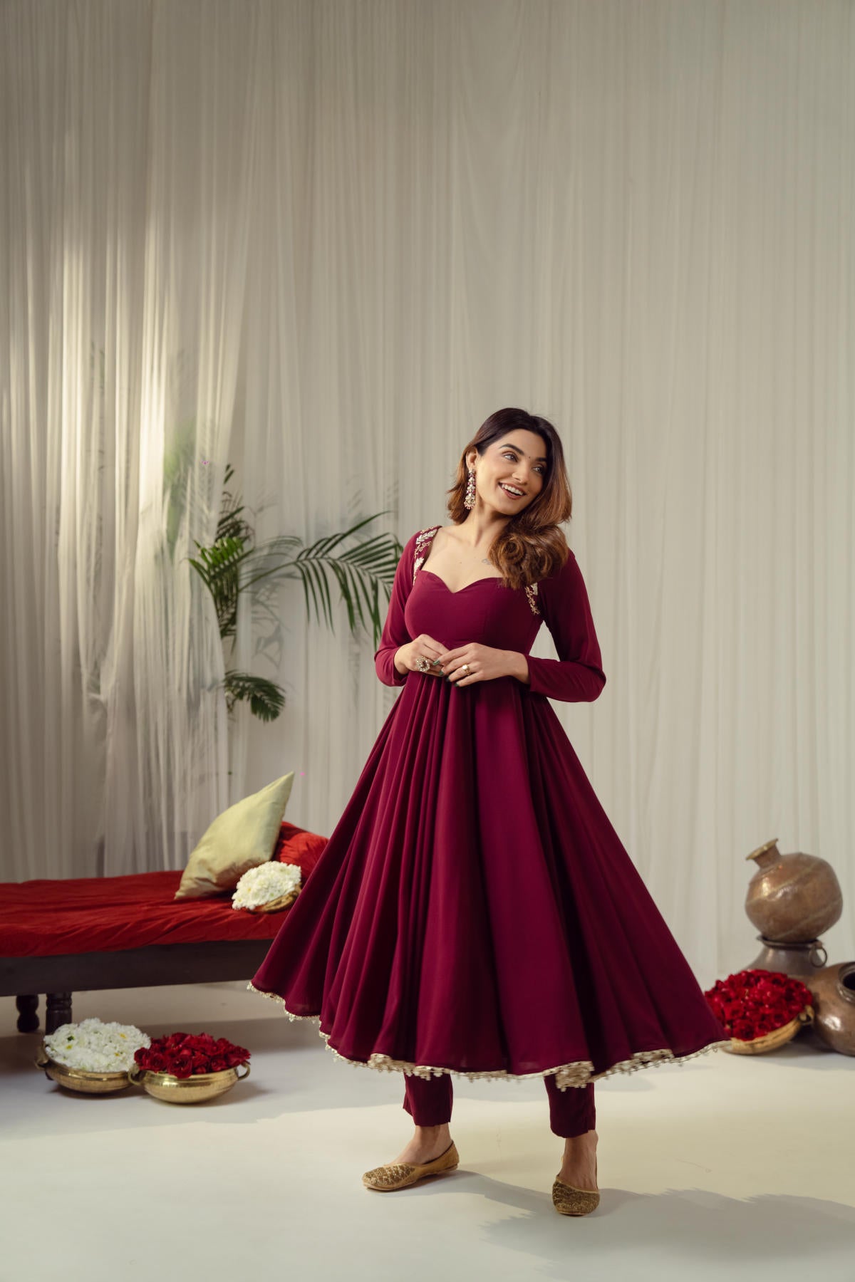 Maroon Noor Anarkali
