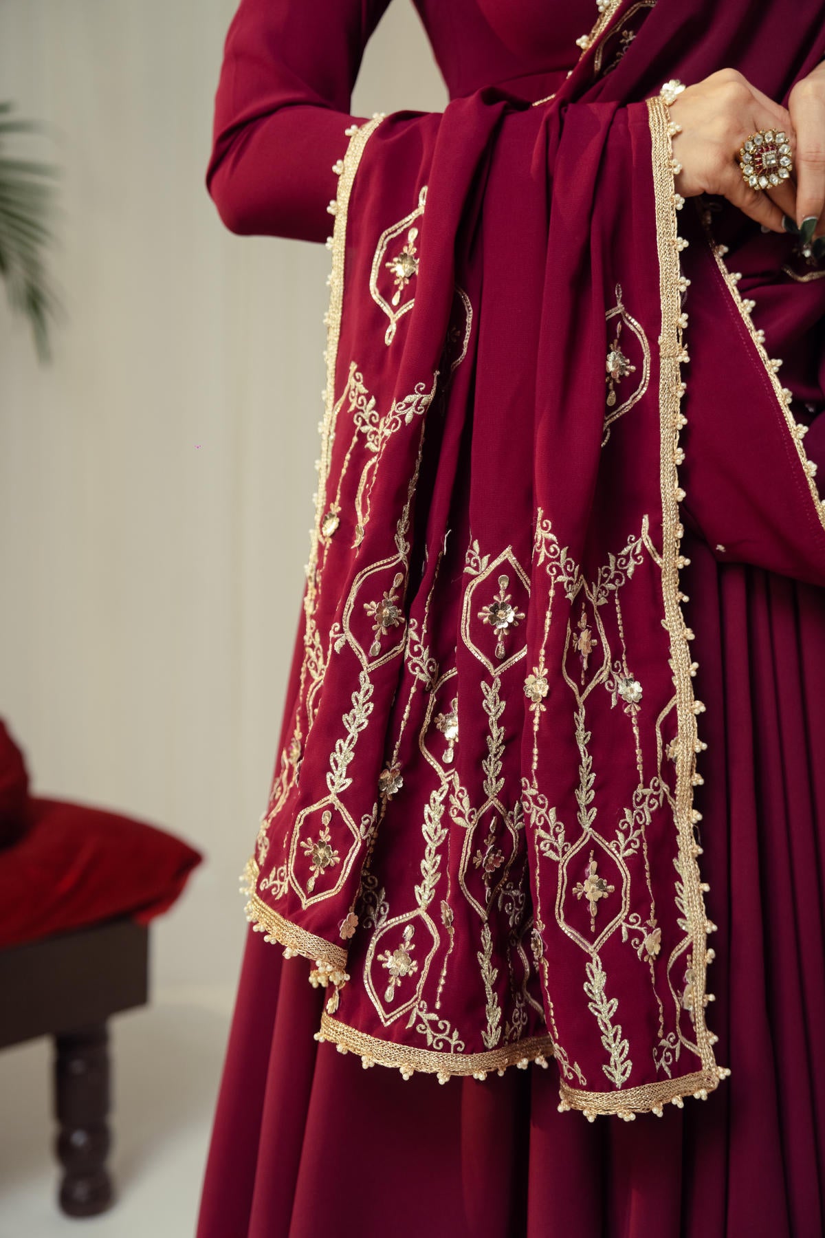 Maroon Noor Anarkali