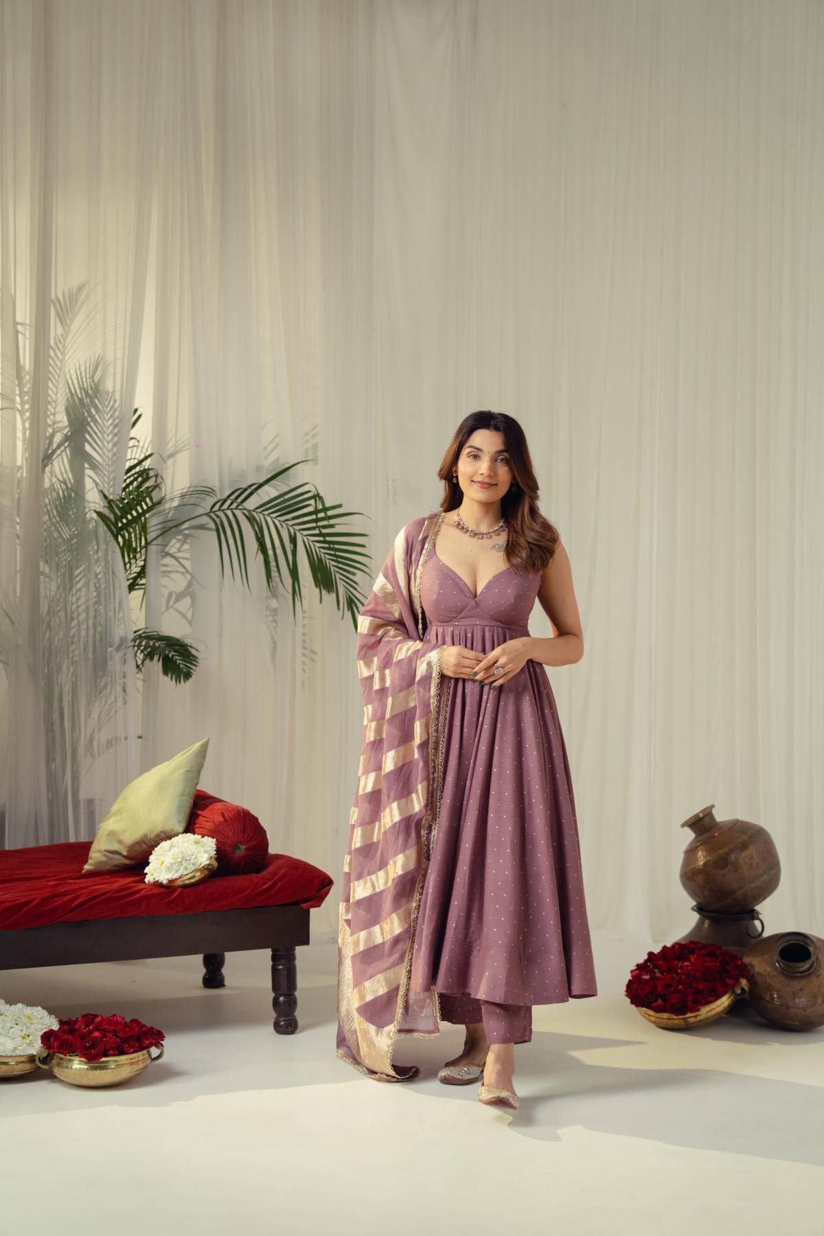 Lilac Leher Anarkali