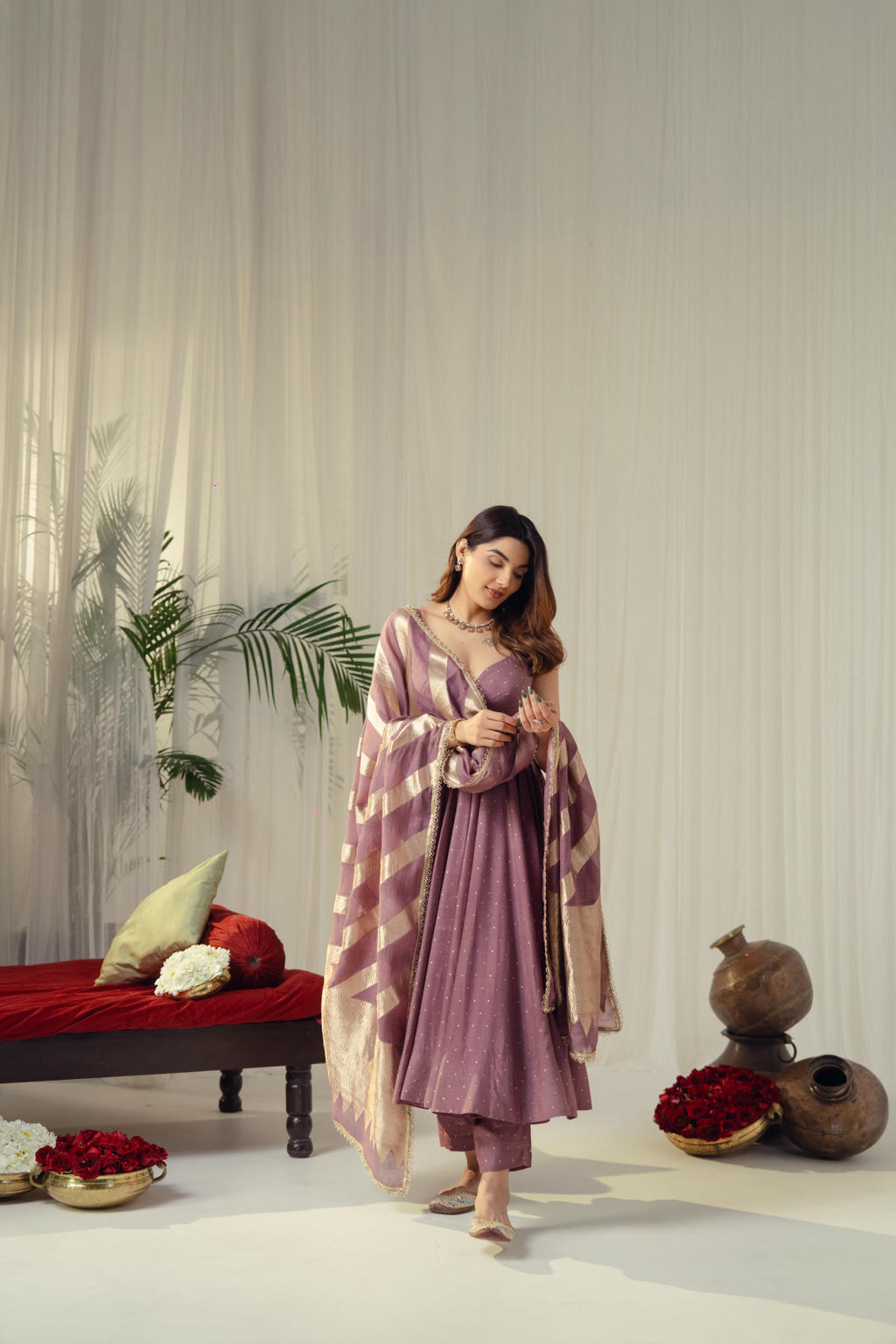 Lilac Leher Anarkali