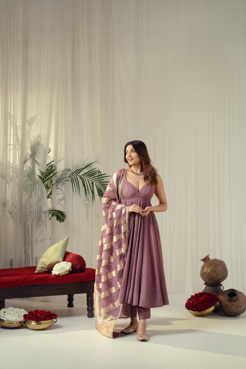 Lilac Leher Anarkali