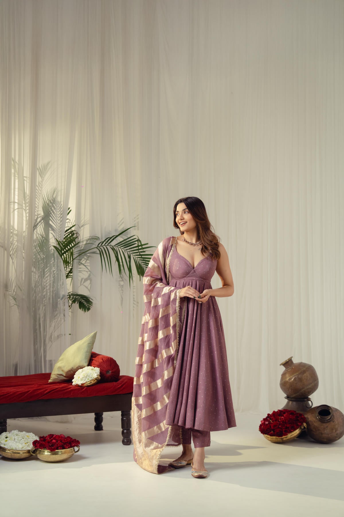 Lilac Leher Anarkali