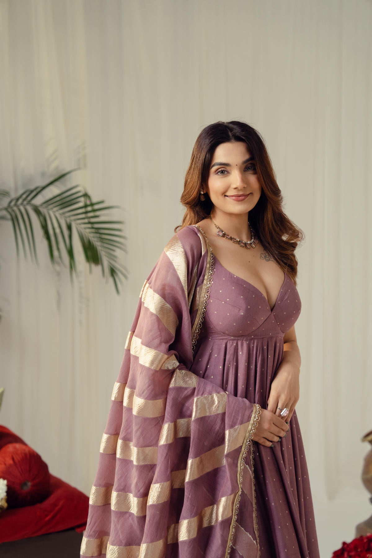 Lilac Leher Anarkali