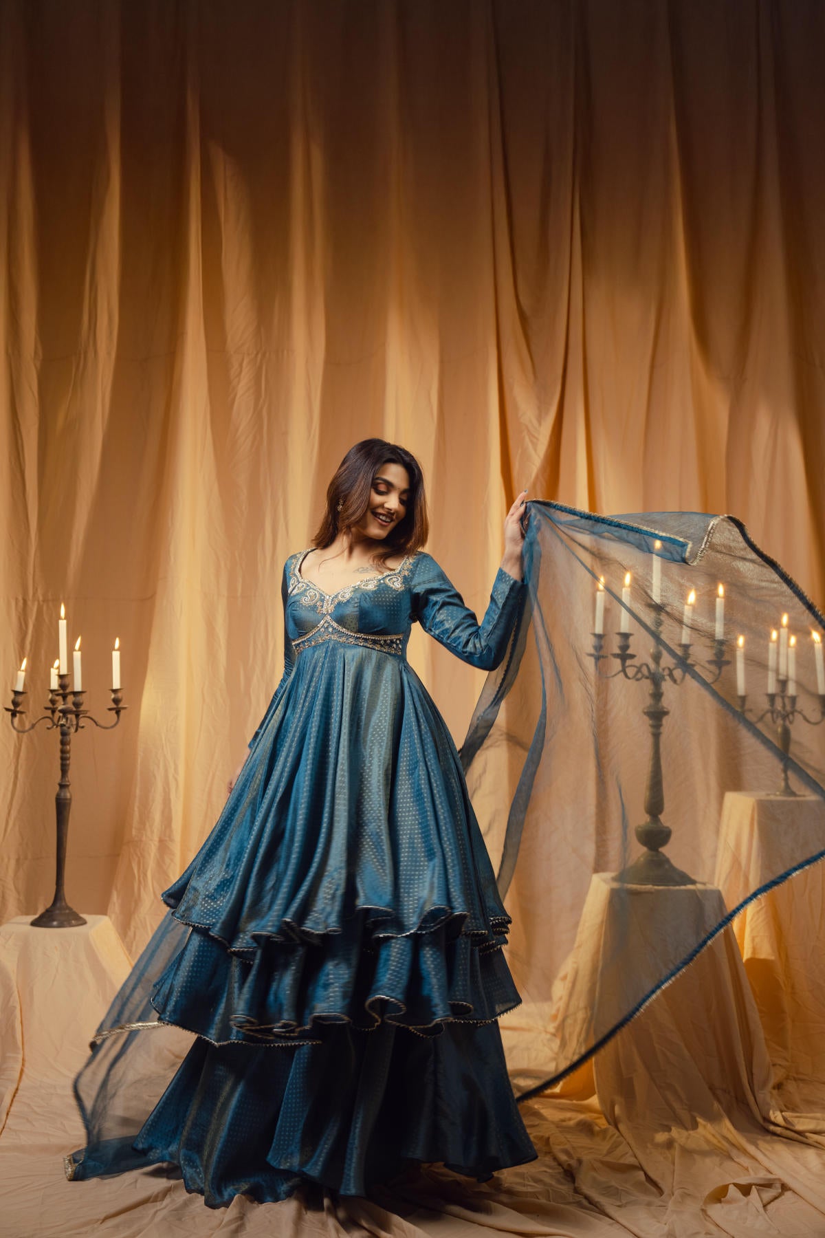 Neel Two Layers  Anarkali