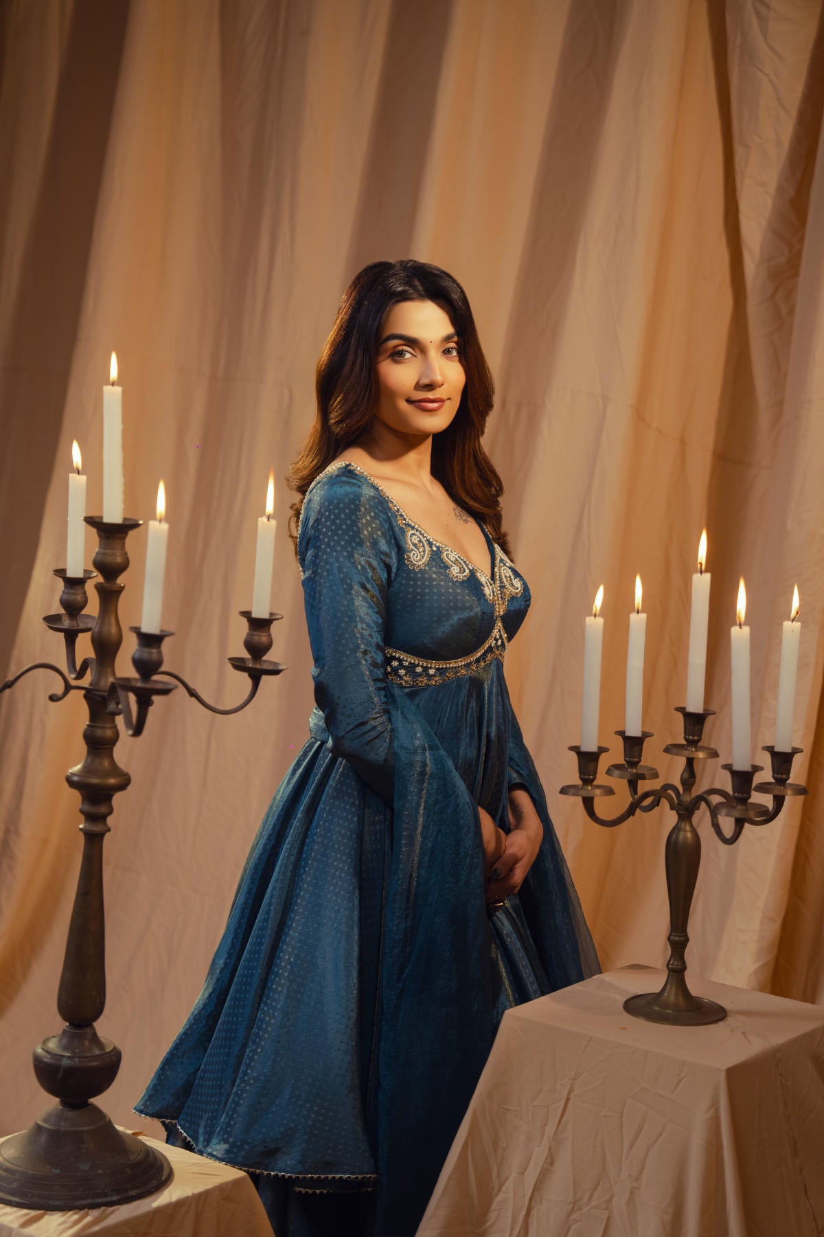 Neel Two Layers  Anarkali