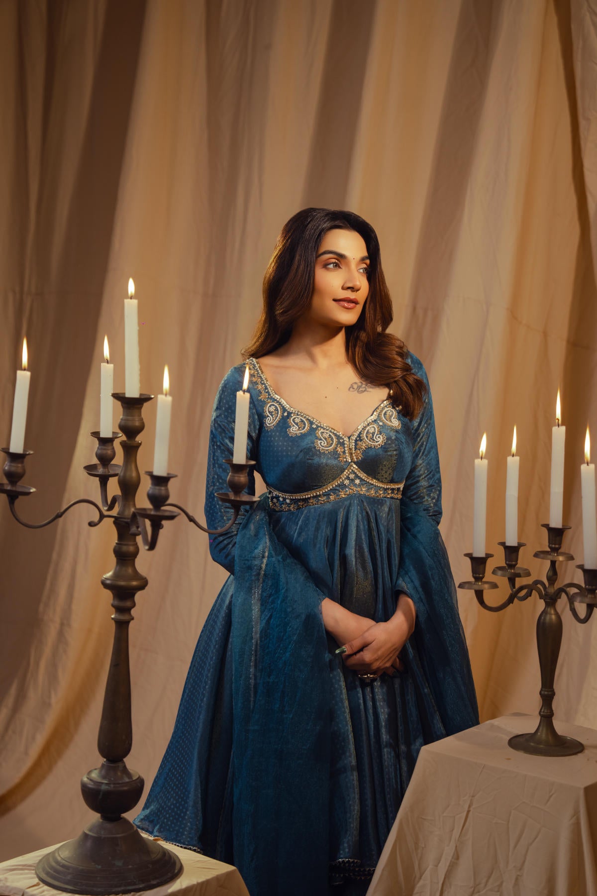 Neel Two Layers  Anarkali