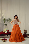 Royal Purple & Rust Contrast Lehenga Set