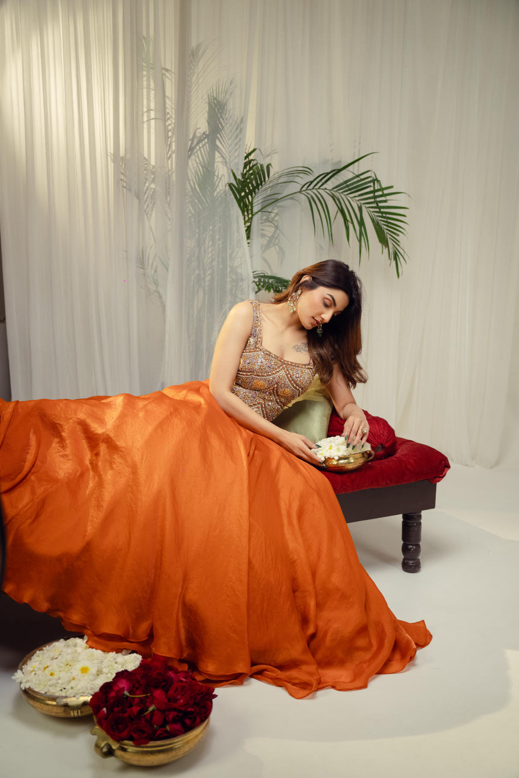 Royal Purple & Rust Contrast Lehenga Set
