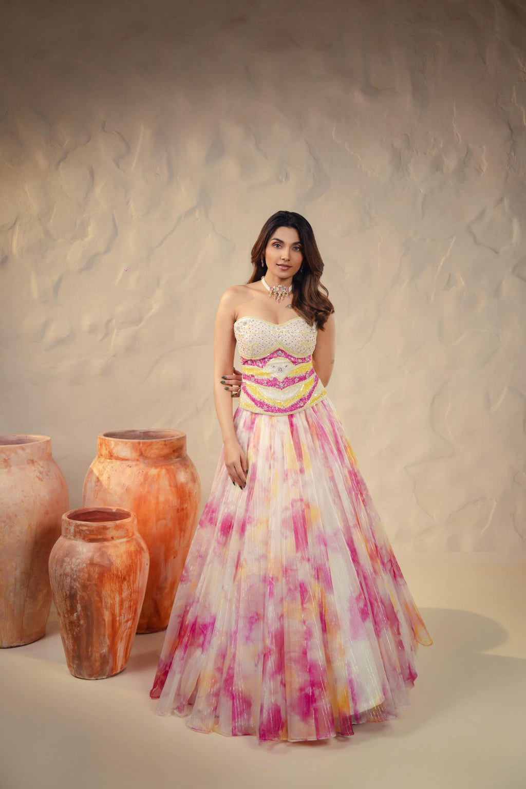 Pastel Shibori Lehenga Set