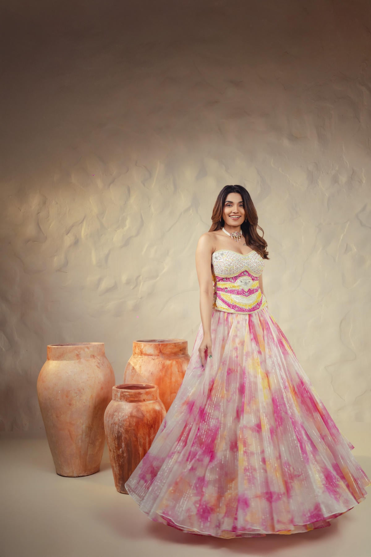 Pastel Shibori Lehenga Set
