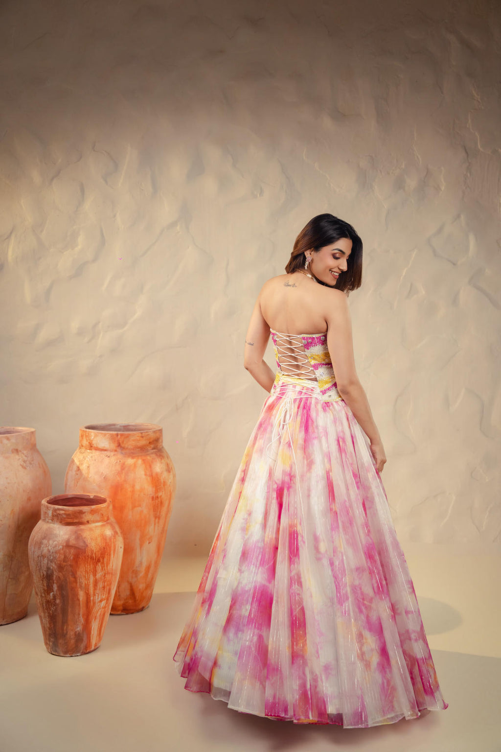 Pastel Shibori Lehenga Set