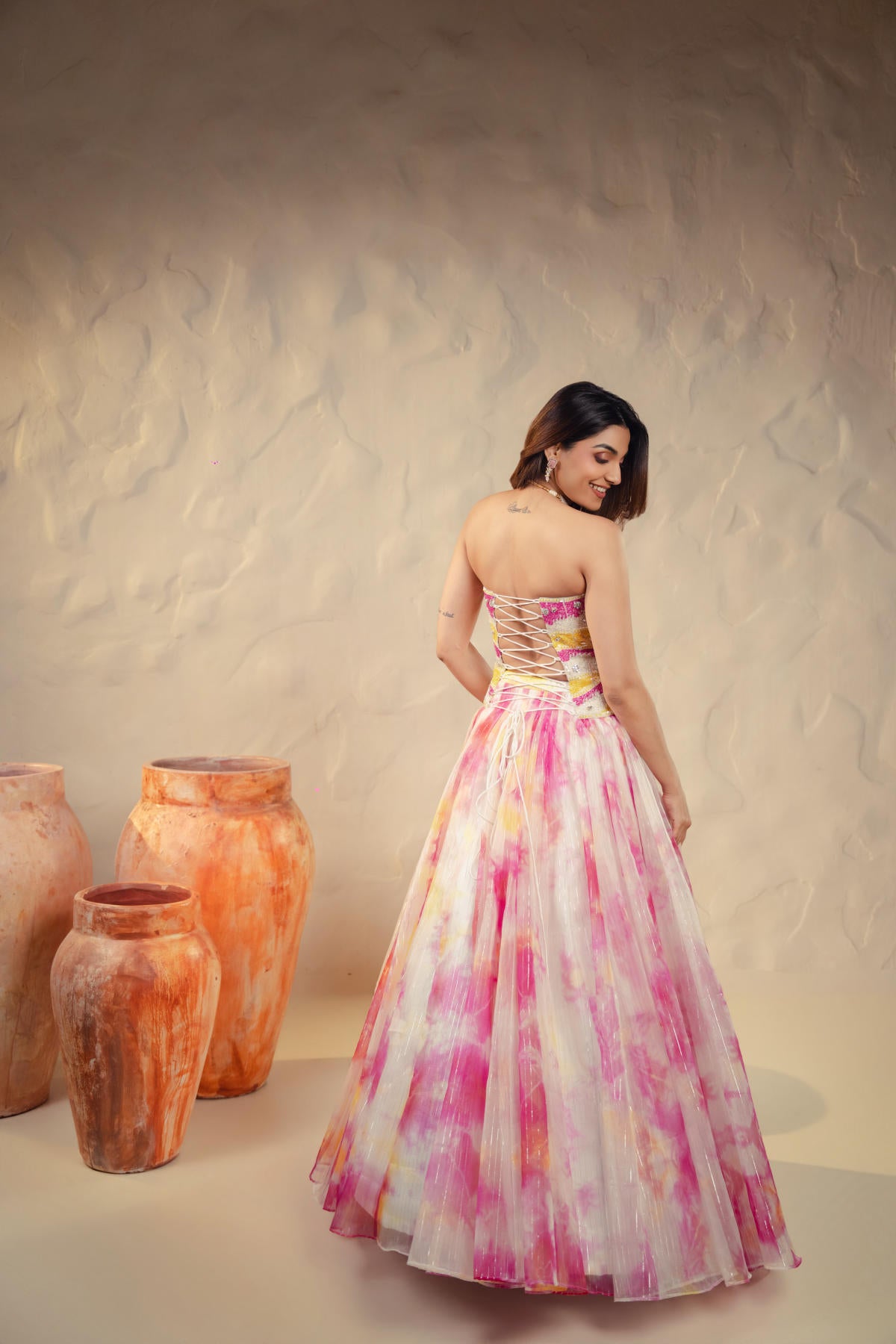 Pastel Shibori Lehenga Set