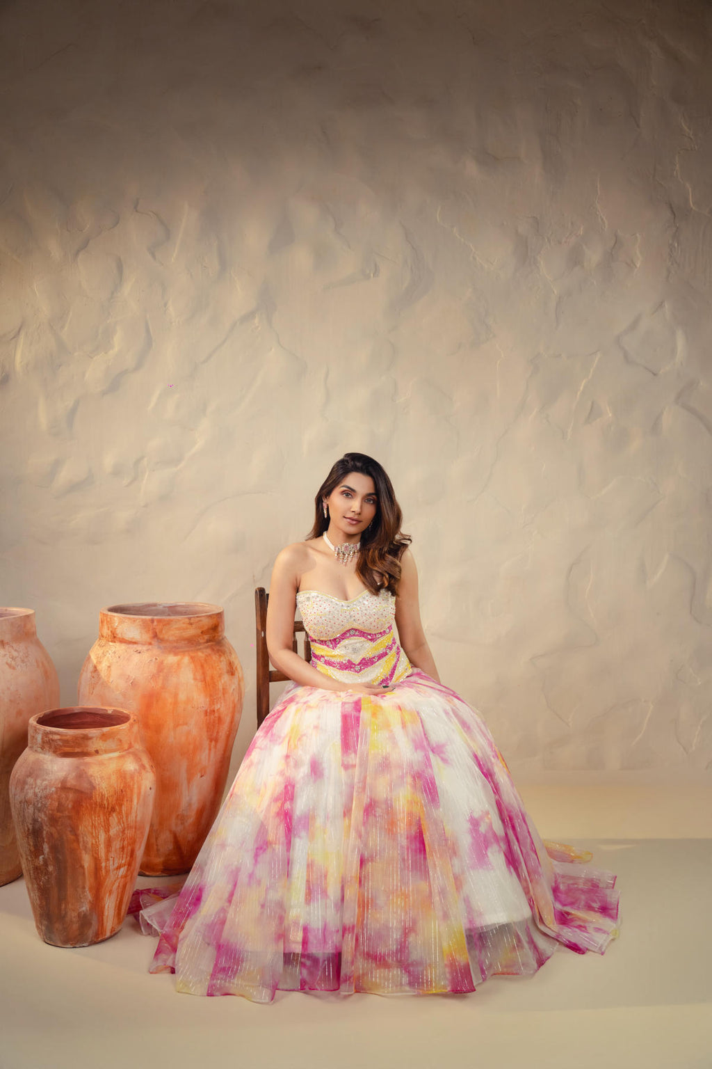Pastel Shibori Lehenga Set