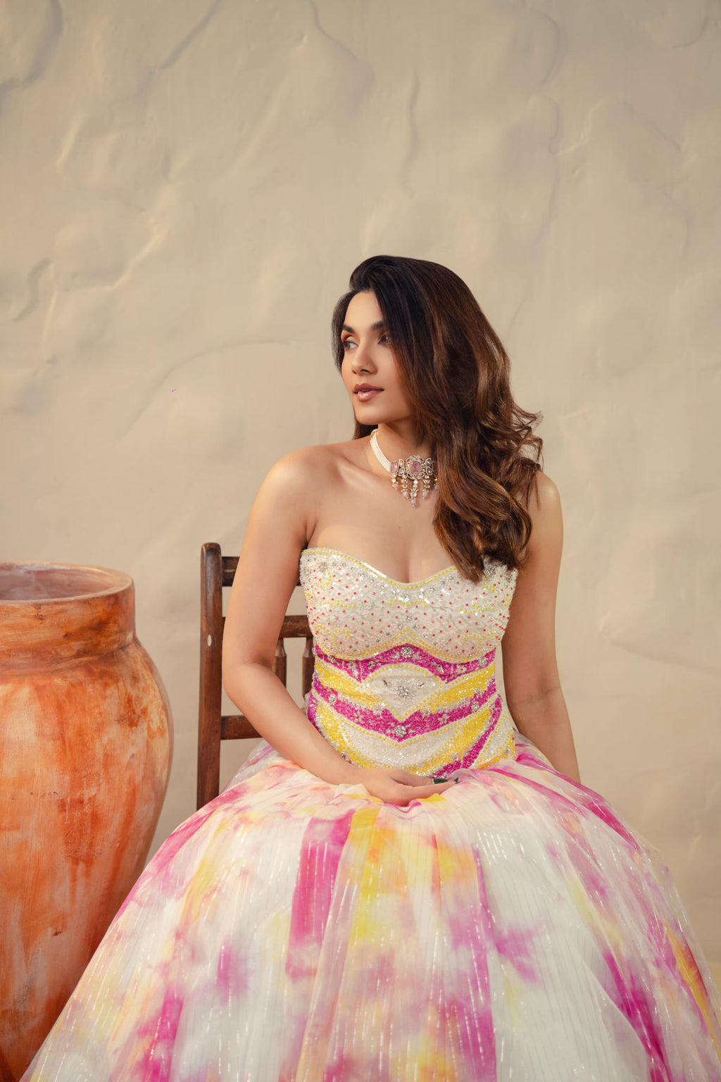 Pastel Shibori Lehenga Set
