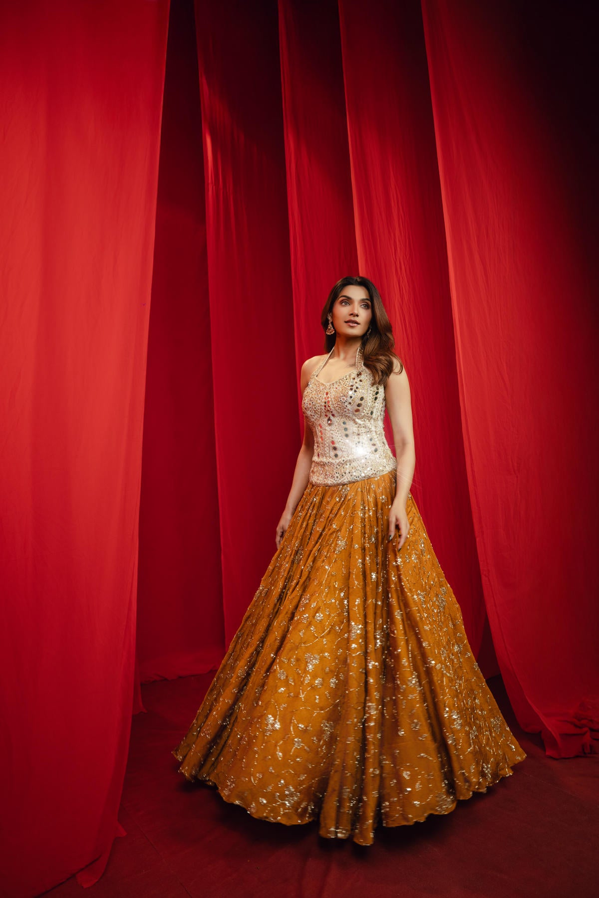 Vory & Mustard Contrast Lehenga Set