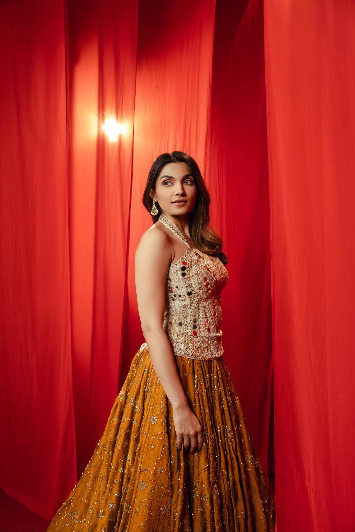 Vory & Mustard Contrast Lehenga Set