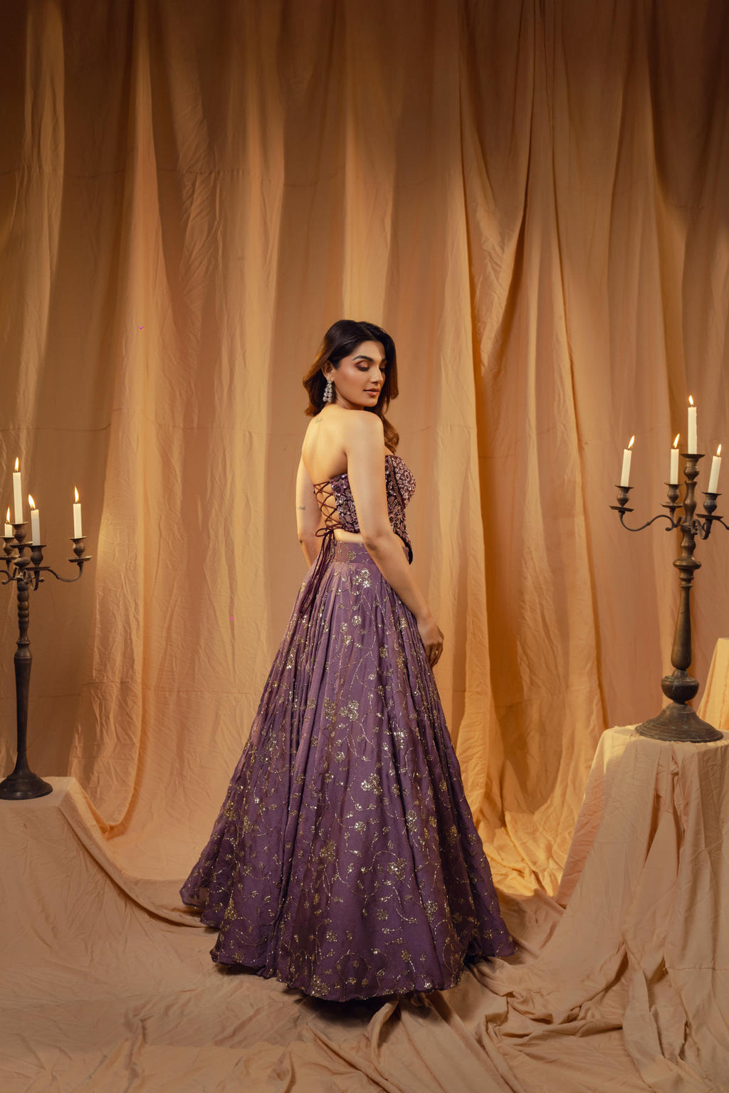 Mauve Tone-on-Tone Lehenga Set