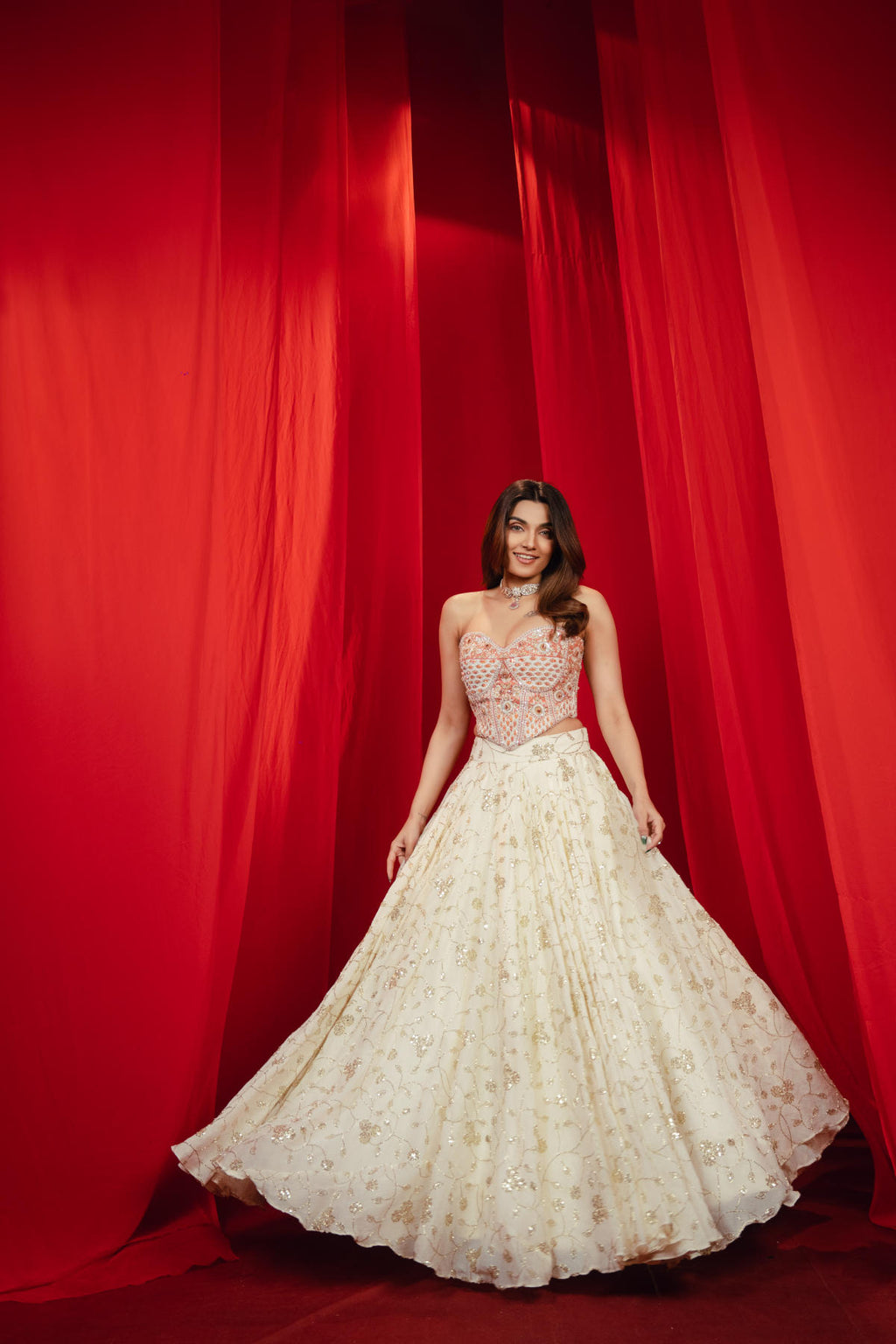 Peach & Ivory Soft Tone Lehenga Set