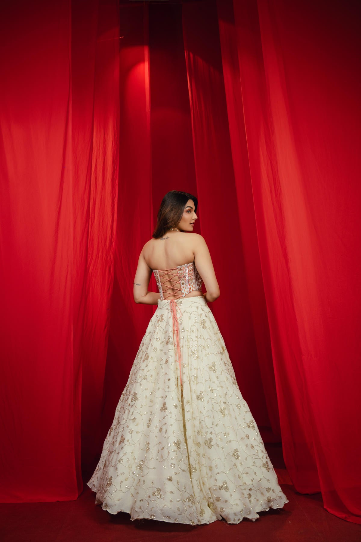 Peach & Ivory Soft Tone Lehenga Set