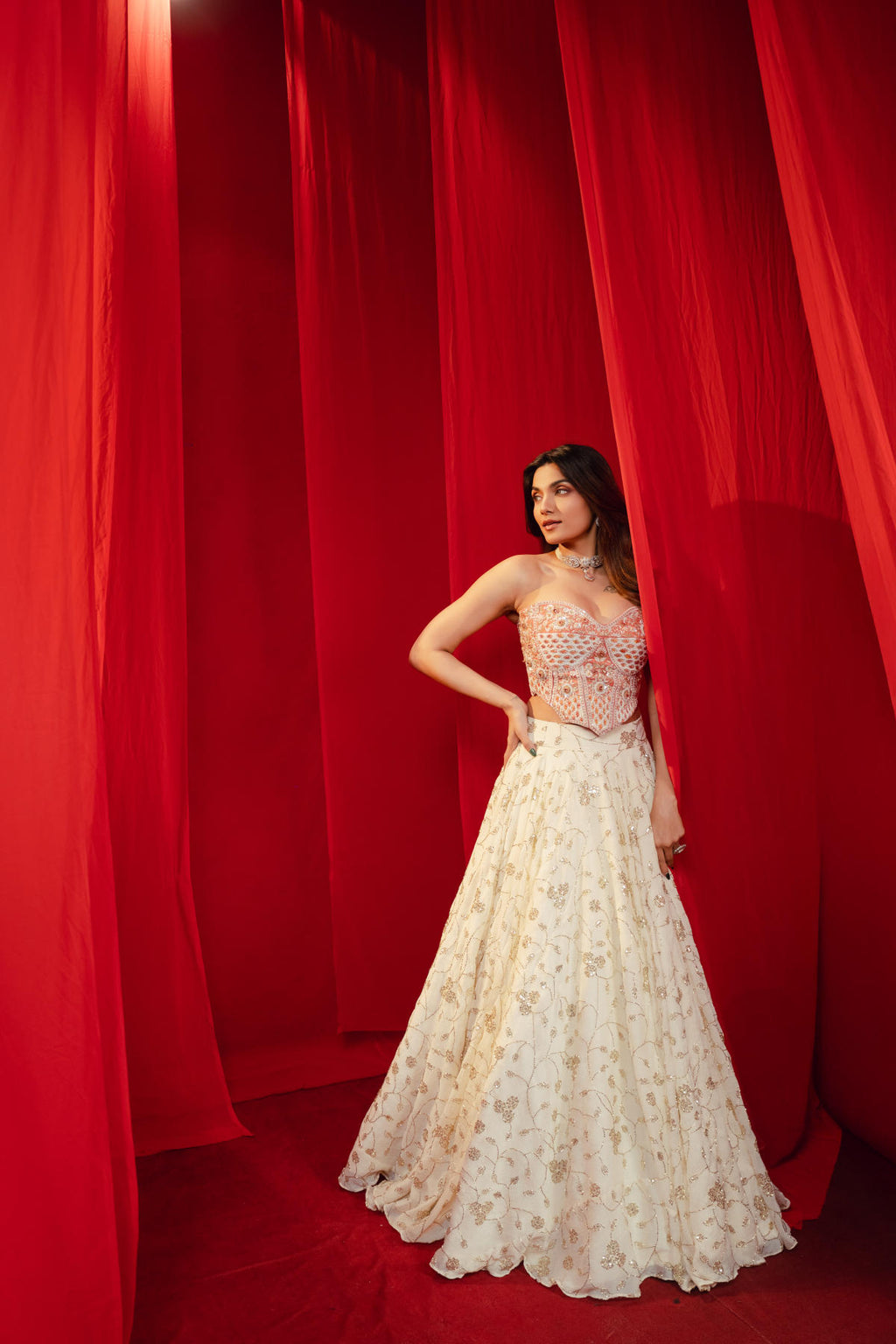 Peach & Ivory Soft Tone Lehenga Set