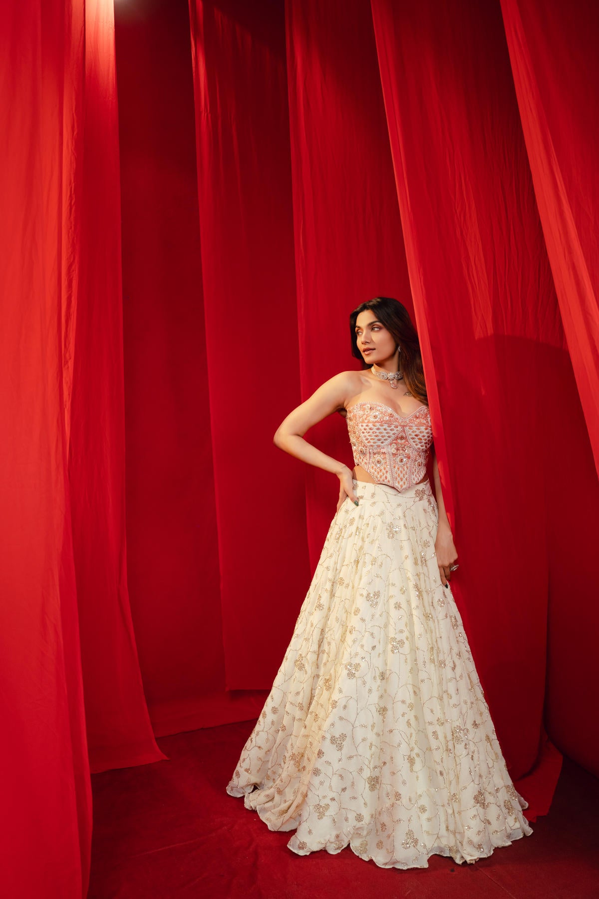 Peach & Ivory Soft Tone Lehenga Set