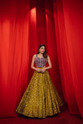 Purple & Mehendi Green Contrast Lehenga Set
