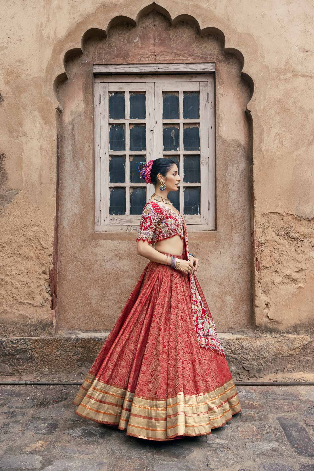 Laal Gota Lehenga Set