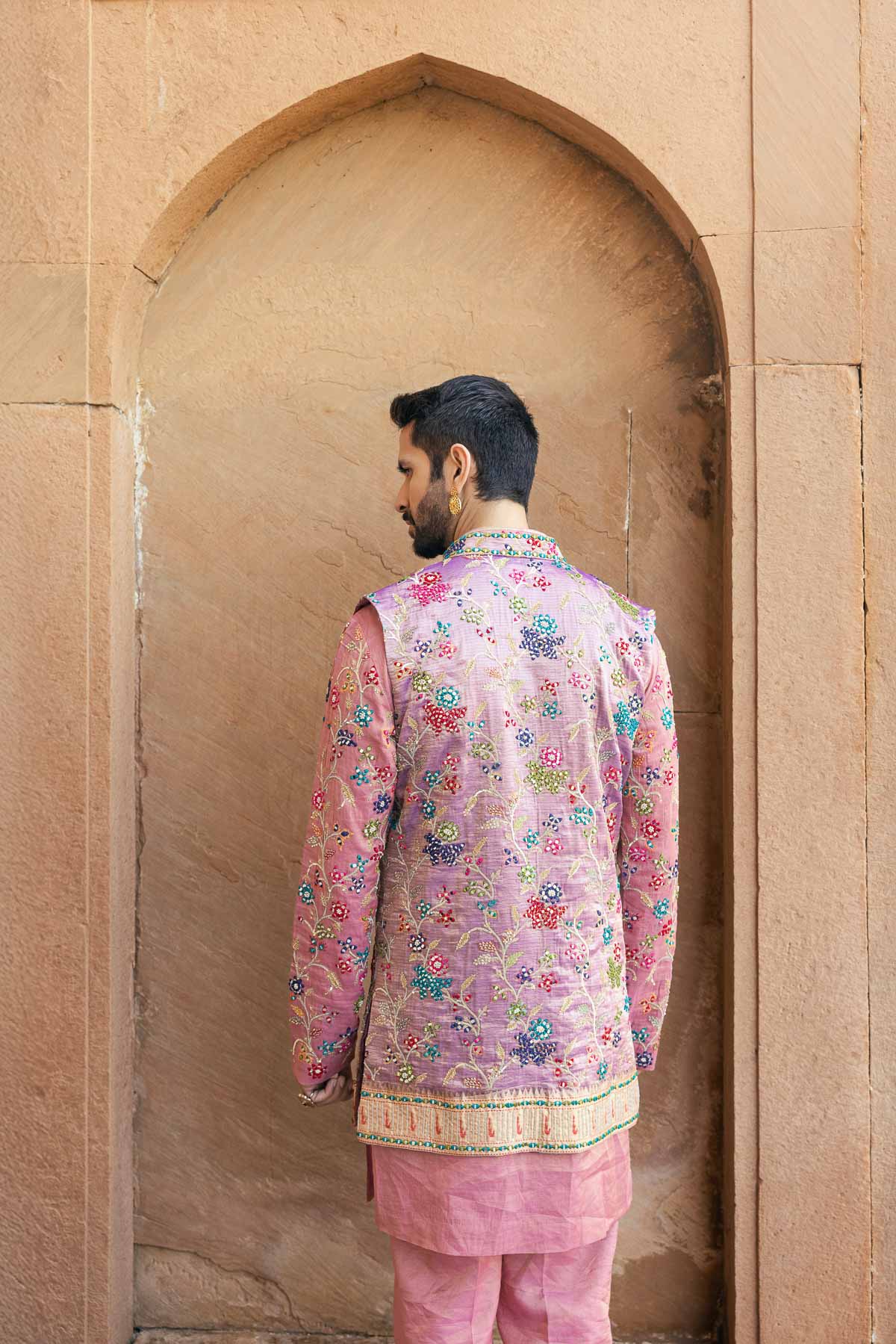 Peach Paithani Tissue Koti Set