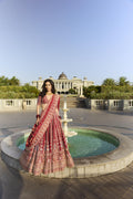 Maroon Red Dola Silk & Banarasi Tissue Zardosi Embroidered Lehenga Set