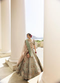 Sage Green Tissue & Georgette Chiffon Pearl Embroidered Lehenga Set