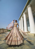 Onion Pink & Golden Tissue Pearl Embroidered Lehenga Set