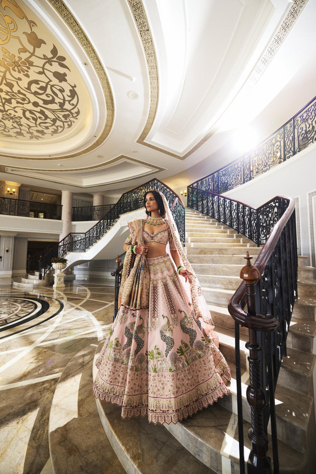 Baby Pink Tissue Lehenga Set with Banarasi Tissue & Chiffon Dupatta