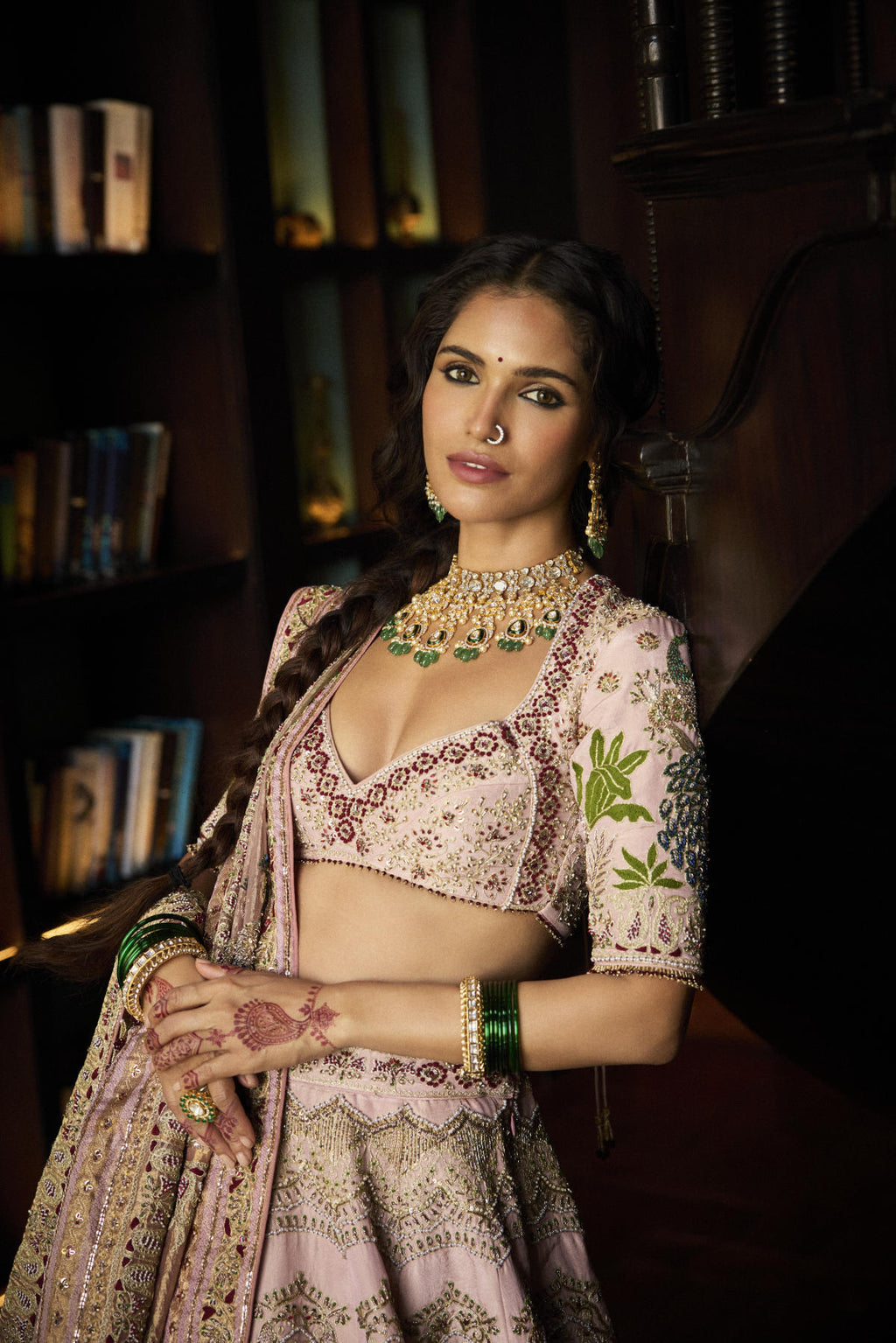 Baby Pink Tissue Lehenga Set with Banarasi Tissue & Chiffon Dupatta