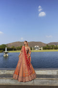 Orange Tissue Lehenga Set with Banarasi & Organza Dupatta
