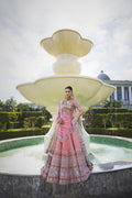 Peach Tissue Lehenga Set with Dual Tissue Organza Dupatta